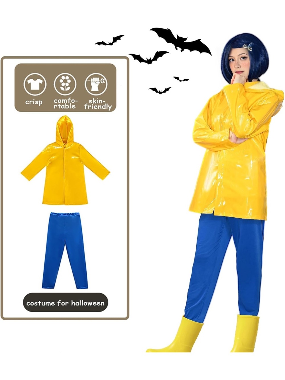 Yellow Raincoat and Blue Pants Kids Costume